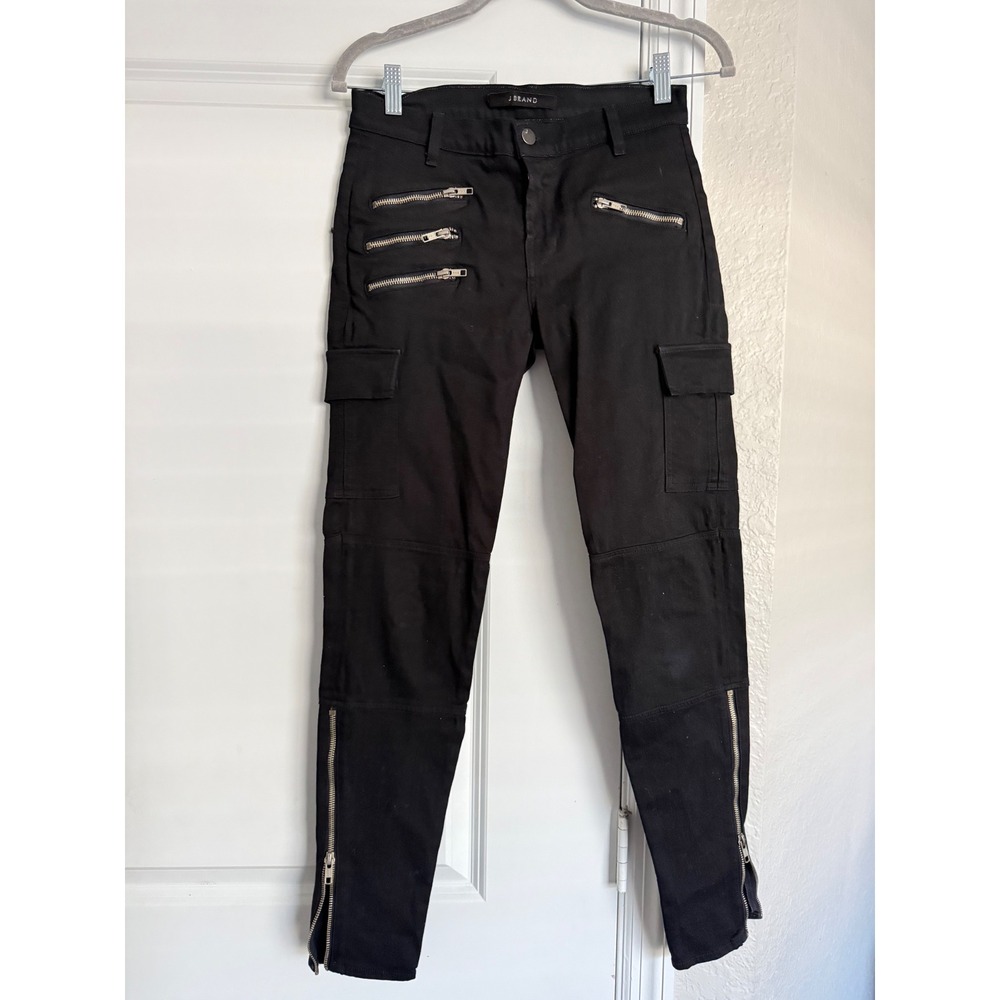 J Brand Houlihan Black Skinny Cargo Moto Pants 1448O241 Size 27